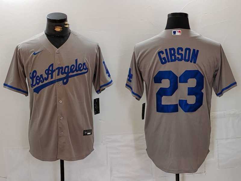 Men%27s Los Angeles Dodgers #23 Kirk Gibson Grey With los Cool Base Stitched Jersey->los angeles dodgers->MLB Jersey